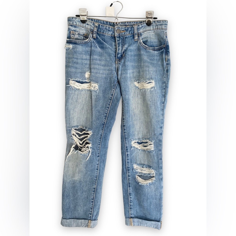 GAP sexy boyfriend fit jeans size 4/27 distressed denim